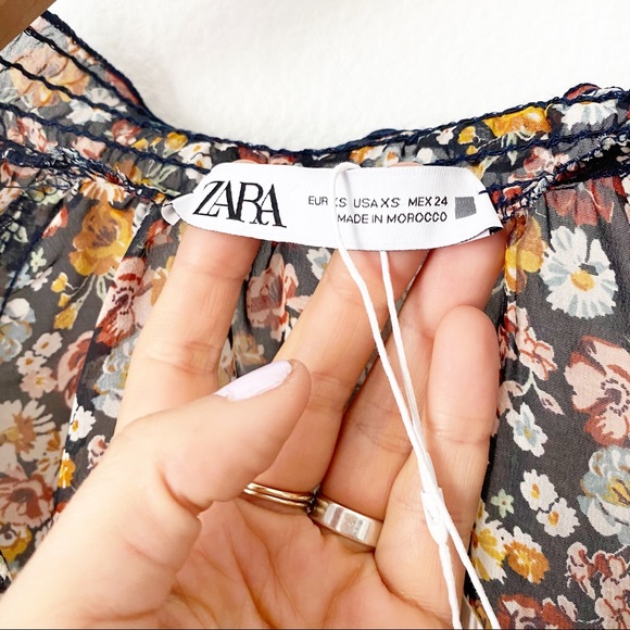 NWT Zara Multicolor Floral Long Sleeve Mini Dress - Picture 9 of 12